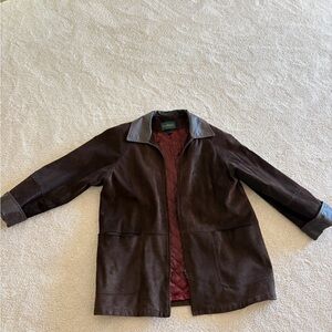 Vintage Brown Suede Jacket with Leather Trim